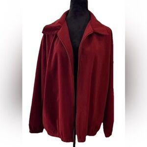 Bon worth ladies vintage 1990s zip up red ribbed soft petite XL jacket light wt